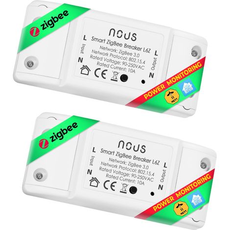 Nous L6Z - Interruttore intelligente Alexa e Google Home con timer, contatore elettrico, 230 V, compatibile con ZigBee2MQTT - Hub 3.0 richiesto (1/5)