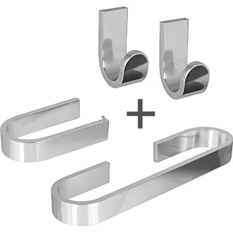 Kit de 4 accessoires salle de bain MATERIA en aluminium brillant éloxé chromé - avec adhésif 3M - Koh-I-Noor (1/5)