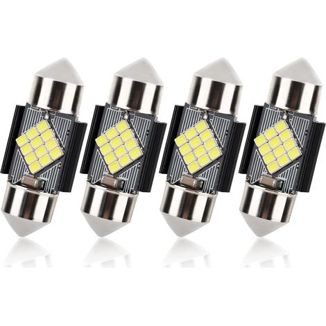 4x LED 31mm 2016 Ampoule LED Dôme Lumière Colorée Anti-erreur DC 12V Voiture Blanche (1/5)