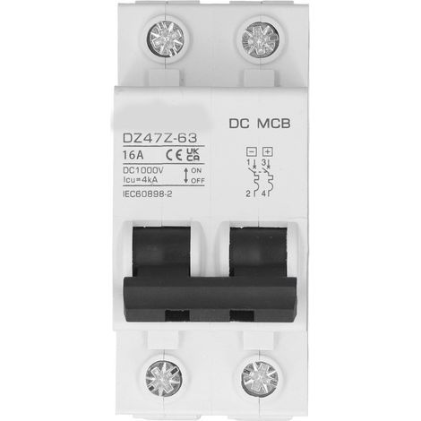 Disjoncteur cc Protection contre les surcharges système magnétique disjoncteur PV 2P 1000V 16A (1/5)