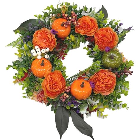 Couronne Décorative Automne - 45 cm - Pour Porte Fenêtre Intérieur Extérieur - Style Ferme Rustique - 1 Pièce (1/5)
