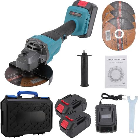 21V Cordless Angle Grinder, Ø125mm, 3 Adjustable Speeds with 2 Batteries, 9000 RPM Brushless Motor, Metal Grinder with Flap Disc for Cutting and Sanding (1/5)