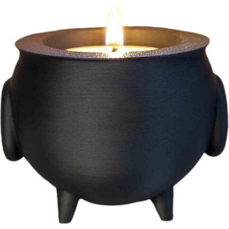 Bougeoir à thé en forme de chaudron pour bougie en pot de sorcière effrayante d'Halloween B (1/4)