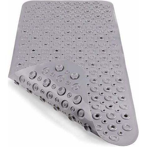 Tapis de Baignoire Antiderapant Tapis de Douche Extra Long Tapis de Bain Enfant avec Ventouse Lavable en Machine Anti Moisissure Antifongique, sans Phtalates de Latex (88 x 40 cm, Gris) (1/3)
