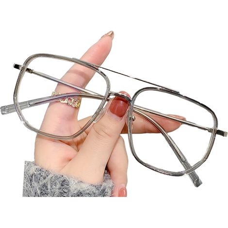 1 paire lunettes anti-lumière bleue, verres transparents, monture métallique, protection UV, usage ordinateur (1/5)