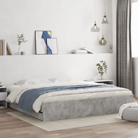Cama con cajones madera ingeniería gris hormigón 160x200 cm vidaXL