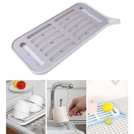 Égouttoir à vaisselle en plastique, plateau de séchage, organisateur de cuisine, égouttoir de plan de travail pour grand évier, égouttoir à vaisselle et fruits (1/4)