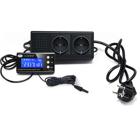 Prise Thermostat Chauffage Terrarium Jour Nuit Reptile avec Minuterie, Variateur Thermostat Dimming Numérique PID Régulateur de Température 220V pour Aquarium Serre Lampe Chauffante (1/3)
