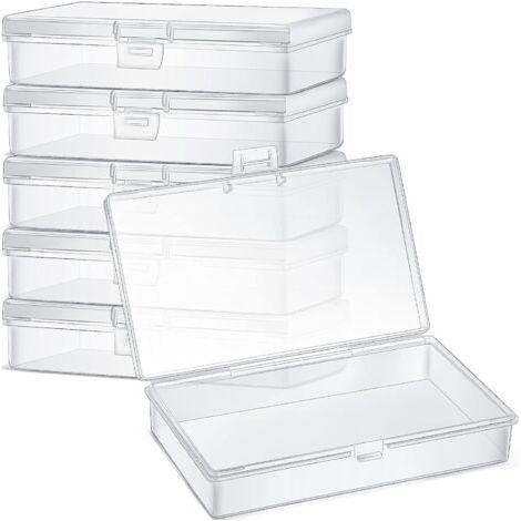 (6 Stück) Mini-Boxen zur Aufbewahrung von Perlen aus transparentem Kunststoff zur Sammlung von kleinen Gegenständen, Perlen, Schmuck, Visitenkarten, Handwerk (5,2 x 3 x 1,2 Zoll) (1/5)