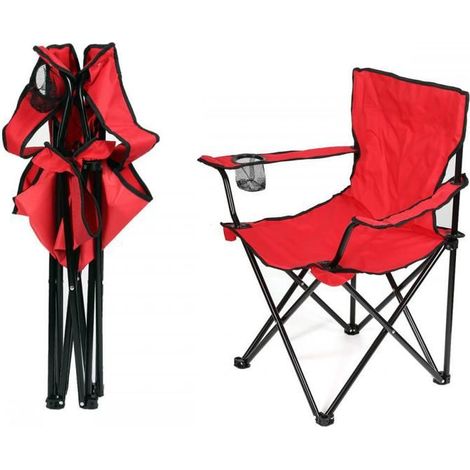 Chaise pliante portable pour camping-MENGDA-pêche, plage, randonnée, pique-nique-Pliable-Rouge (1/5)
