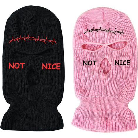 3 trous cagoule tricotée couvre-visage hiver coupe-vent respirant ski visage homme femme extérieur cyclisme ski course (1/5)