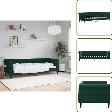 The Living Store Sofá cama sin colchón terciopelo verde oscuro 80x200 cm - Sofá cama sin colchón