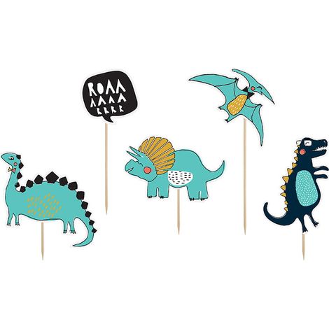 Adornos para tartas de dinosaurios, 5 piezas (1/2)