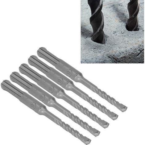 Set mit 5 Schlagbohrern, 110 mm lang, Hartmetallspitzen für rotierende Schlagbohrer für Ziegel, Stein und Beton, 6 mm. (1/5)