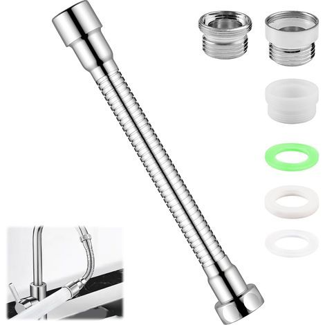 Rallonge Robinet Cuisine,30 cm/11.8 in Extension de Robinet Flexible à 360°,en Acier Inoxydable,Rallonge de Robinet de Cuisine Universelle,Extension Robinet pour Salles de Bains,Balcon,Toilettes (1/5)