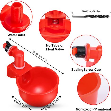 Abreuvoir Automatique pour Poules Lot de Gobelets d'Eau pour Volaille Poulets Canards Cailles Oiseaux Élevage Bassin d'Alimentation en Eau