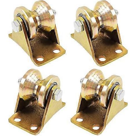 4 poulies simples pour levage et relevage - Roulettes sur rail pour portail coulissant - Roue à gorge en V de 50 mm - Poulies pour câble de treuil - Pour câbles en acier (1/5)