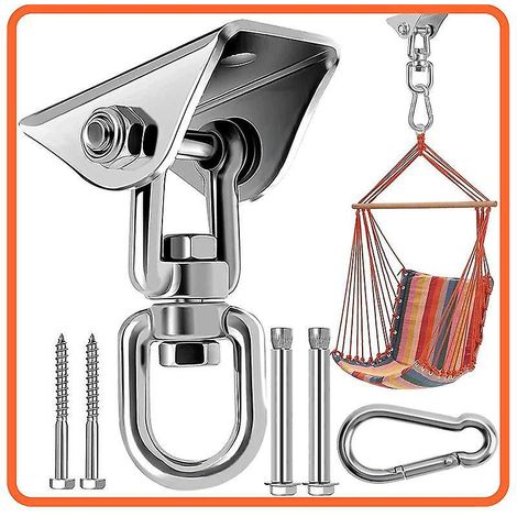 360° Rotation Stainless Steel Heavy Duty Ceiling Hook Suspension Kit for Hammock, Hanging Chair, Punching Bag, Swing, Aerial Yoga (1/5)