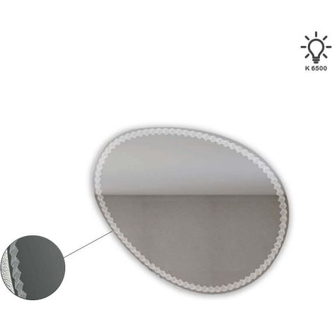 Specchio LED con disegno lavorato 98X75 cm forma uovo (1/3)