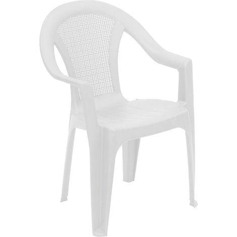 Sedia da Esterno Serchion, una Sedia, Impilabile Made in Italy, Braccioli, Bianco