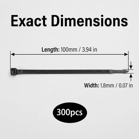 Colliers de Serrage en Nylon Noir, 100mm x 1.8mm, Attaches Autobloquantes pour Câbles, utilisation universelle à l'intérieur et à l'extérieur (1/4)