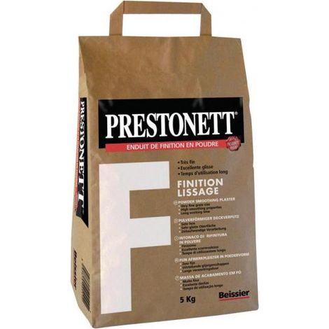 Prestonett – Enduit de lissage 5 kg – Finition lisse pour intérieur – Rendement 4 m²/kg – Application facile en sac de 5 kg (1/2)