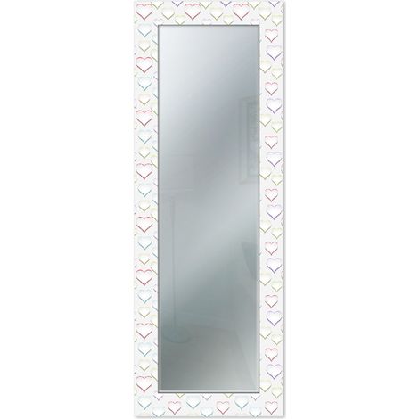 Lupia - Specchio da Parete Moderno, MIRROR FANTASY HEART OUTLINE, Ideale per Camera da Letto e Ingresso, Cornice Stampata in Legno, Vetro di Riflettanza, Nero, 44x127 cm, Vetro (1/4)