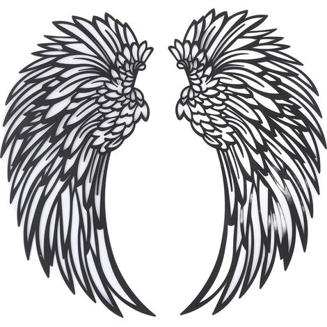 Hohle Metall-Wandskulptur mit Flügeln, zum Aufhängen an der Wand, Dekoration für Zuhause, Schlafzimmer, Wohnzimmer, Garten, Büro, doppelseitig, schwarz mit Beleuchtung, 10 cm / 3,93 Zoll (1/5)