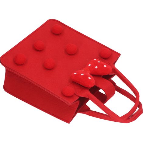 Wiederverwendbare Filz-Geschenktasche mit Schleife, flauschiger Deko, faltbare Aufbewahrungstasche für Kindergeburtstage, Rot (1/5)