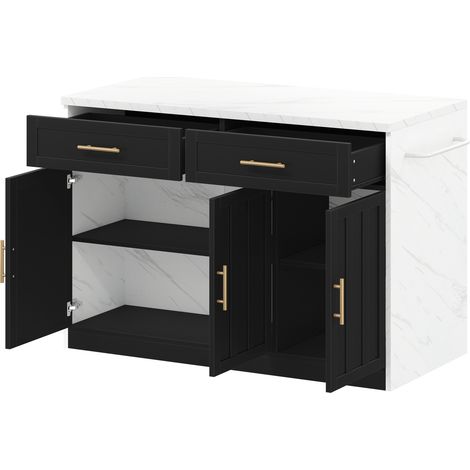 Isola cucina nera 120 x 60 x 91 cm con contenitore e piano bar MODENUIT (1/5)