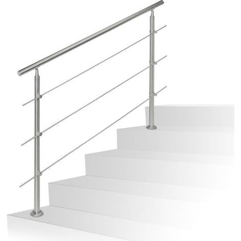 Barandillas de acero inoxidable para escaleras 1,5 m / 2 postes / 3 travesaños