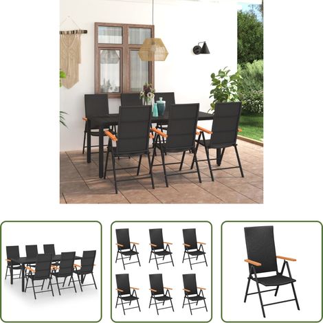 vidaXL Terrassenset - 7-tlg. Garten-Essgruppe Schwarz und Braun (1/5)