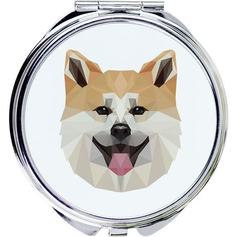Akita, Akita Inu - specchio con foto e scritta geometrica di Art-Dog (1/3)