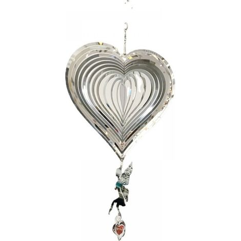 Clochette Éolienne En Forme De Cœur - Acier Inoxydable - Pour Jardin Intérieur Extérieur - 1 Pièce (1/5)