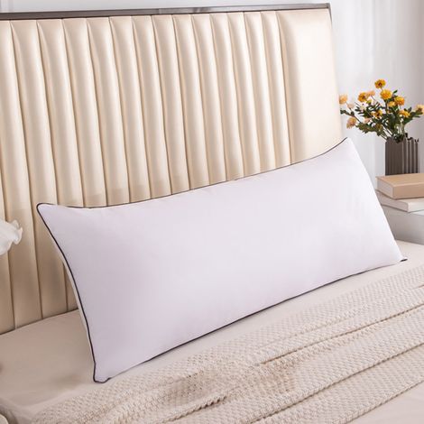 Oreiller Long - 100 x 48 cm - Polyester Blanc - Pour Lecture, Visionnage TV ou Repos au Sol - 1 Pièce (1/5)