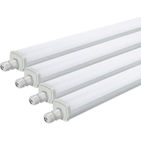 Silamp – Pack de 4 réglettes LED étanches 120cm 36W IP65 – 3830 lumens – Blanc neutre 4000K – Interconnectables pour chantiers