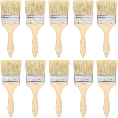 10 Pièces Pinceaux à Puce Pinceaux 2.5in Laine Artificielle avec Manche en Bois Maison Pinceau Ensemble Ensemble de brosses à Peindre pour Peinture Colles Vernis (1/4)