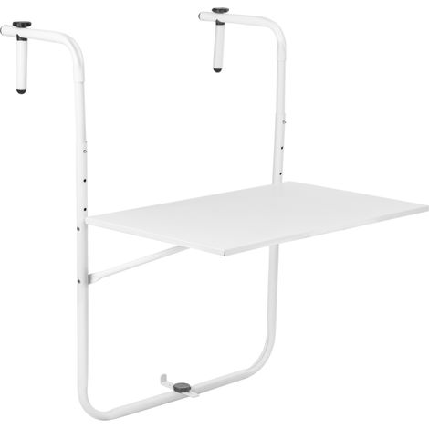 Table pliante rectangulaire en métal pour balcon 60x40 cm – Hauteur réglable 55-70 cm – Supporte jusqu'à 20 kg – Couleur blanche – Primematik