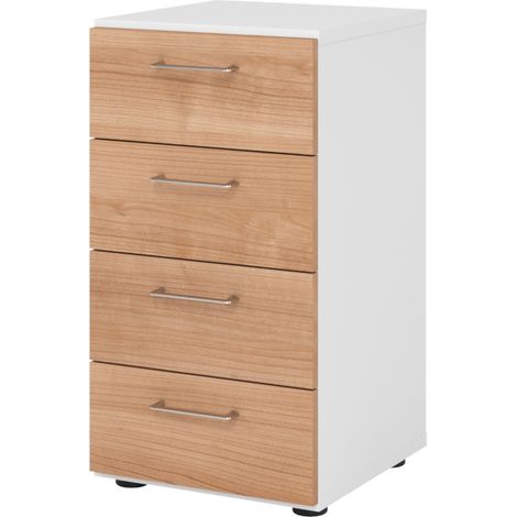 bümö smart Schubladen Schrank - 4 Schübe   Weiß/Nussbaum (1/5)