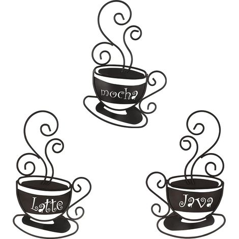 Décoration Murale Métal Tasse De Café Avec Lettres Mocha Latte Java Pour Cuisine Bar À Café Restaurant Salon Noir 14 X 22 Cm (1/5)