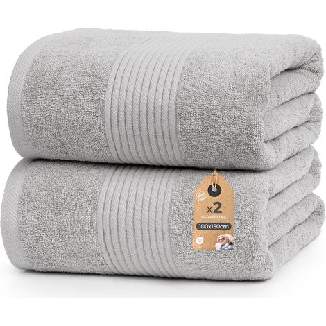 Lot de Serviette de Bain 100x150 cm - Serviette de Bain Grande Taille - 100% Coton – Éponge 500 g/m2 - Douces, absorbantes et durables - Oeko-TEX (1/5)