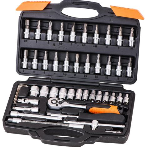 Varan Motors - VT13011 STECKSCHL�SSEL SATZ 46 TEILIG 1/4 ZOLL KNARRE RATSCHE N�SSE BITS KNARRENKASTEN