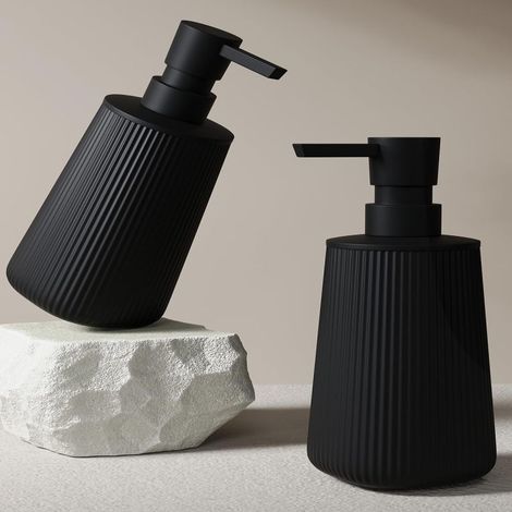 Beyamis Distributeur savon noir mat lot2 - Pompe rechargeable salle bain (1/5)