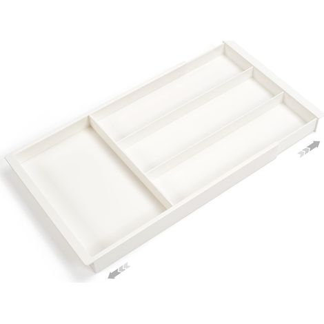 Extendable Cutlery Tray Adjustable Kitchen Drawer Fork Spoon Knife Small (Cream) (1/5)