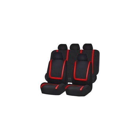 9 Pièces Set Complet Housses De Siège Voiture, Housses Siège Avant Et Arrière Voiture Universelles(Rouge) (1/4)