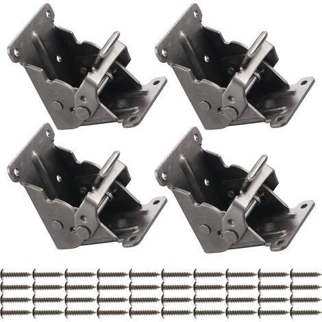 Lot de 4 supports pliants pour pieds de table avec vis, supports de support pliables, matériel de charnière pliable, support d'étagère pliable à extension autobloquante, support pour établi de travail (1/4)