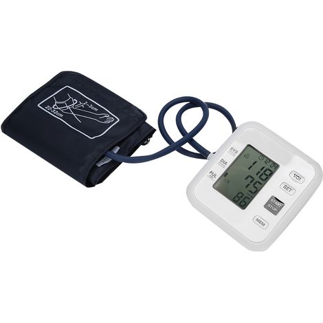Tensiomètre numérique à bras LCD vocal précis pour usage domestique, brassard ajustable, écran digital blanc, tensiomètre automatique avec annonce vocale (1/5)