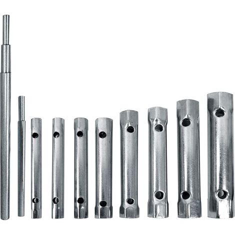 SABIR Jeu de 10 clés tubulaires 6-22 mm - avec deux tubes - Clé à bougie pour serrer les bougies, démonter/monter les robinets et mitigeurs, dévisser les boulons difficiles d'accès (1/5)