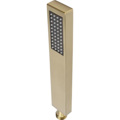 Pommeau de douche carré plat G1/2, douchette en cuivre massif pour salle de bain (or brossé) (1/5)