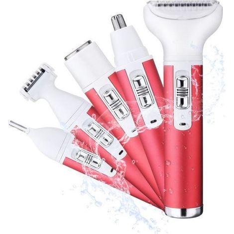 Rasoir Electrique Femme 5 en 1 USB Pour Tondeuse Bikini, Visage, Sourcils, Nez, Corps Tondeuse Femme (1/4)